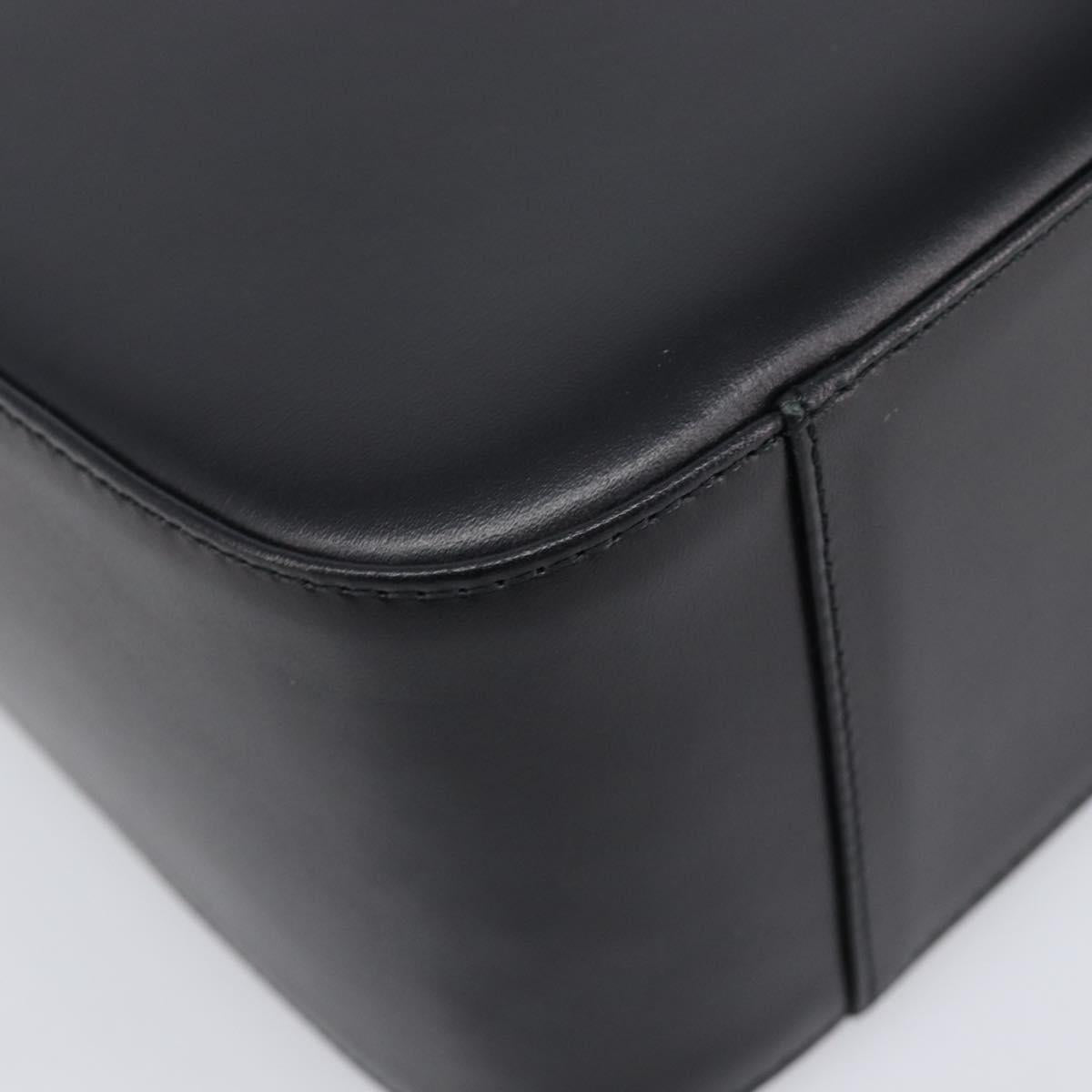 BURBERRY Nova Check Hand Bag Leather Black Silver Auth 200706V