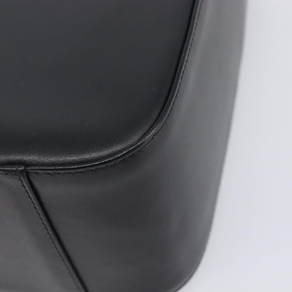 BURBERRY Nova Check Hand Bag Leather Black Silver Auth 200706V