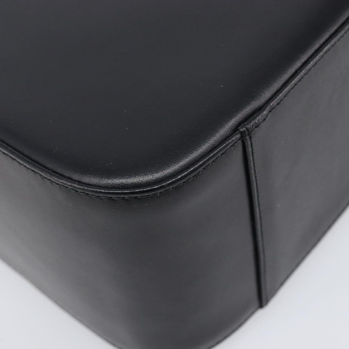 BURBERRY Nova Check Hand Bag Leather Black Silver Auth 200706V