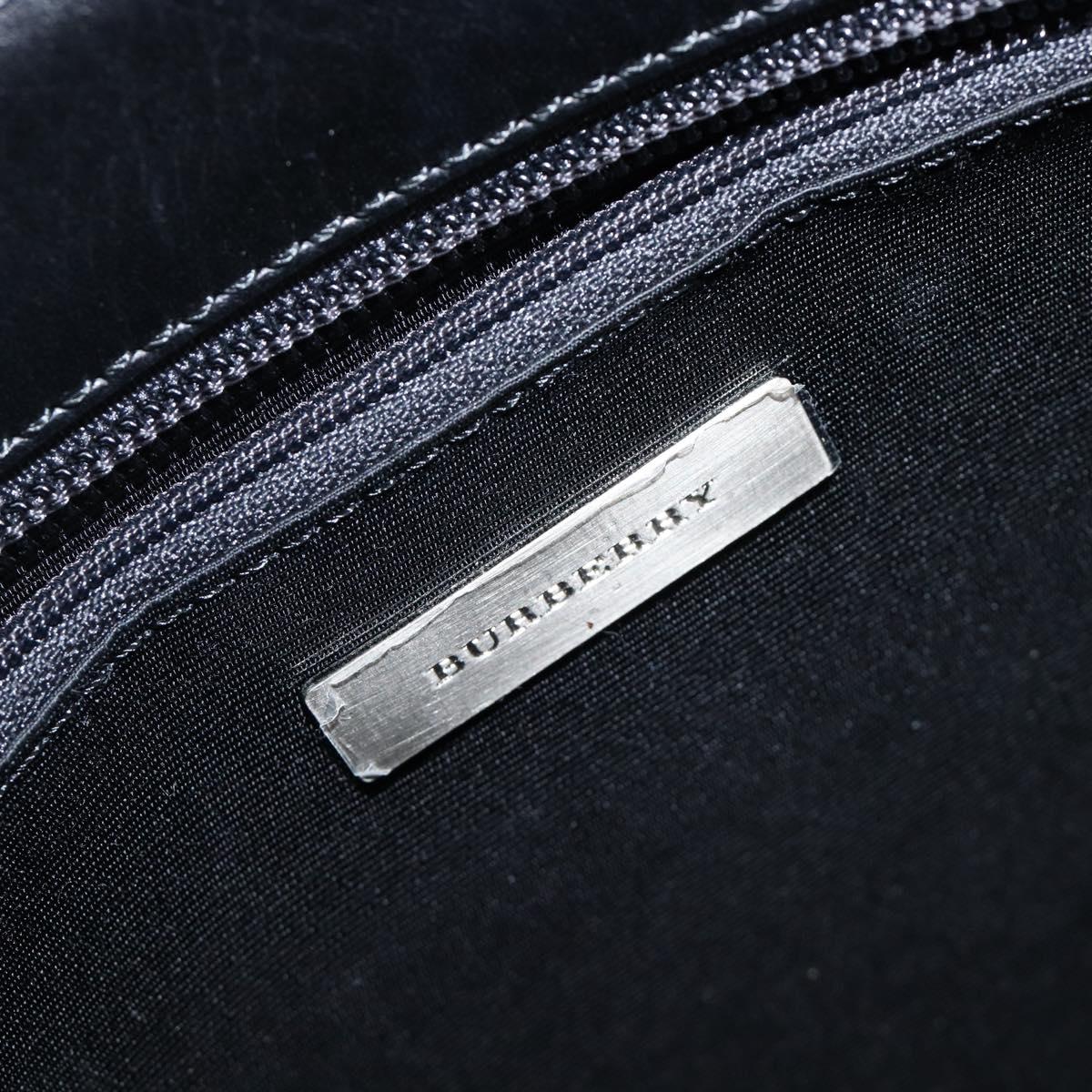 BURBERRY Nova Check Hand Bag Leather Black Silver Auth 200706V