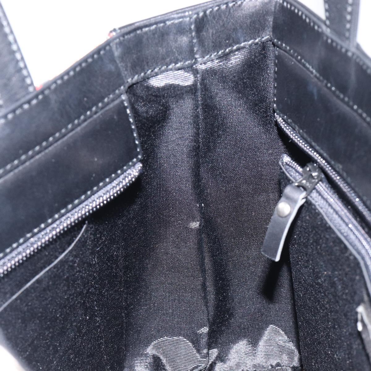 BURBERRY Nova Check Hand Bag Leather Black Silver Auth 200706V