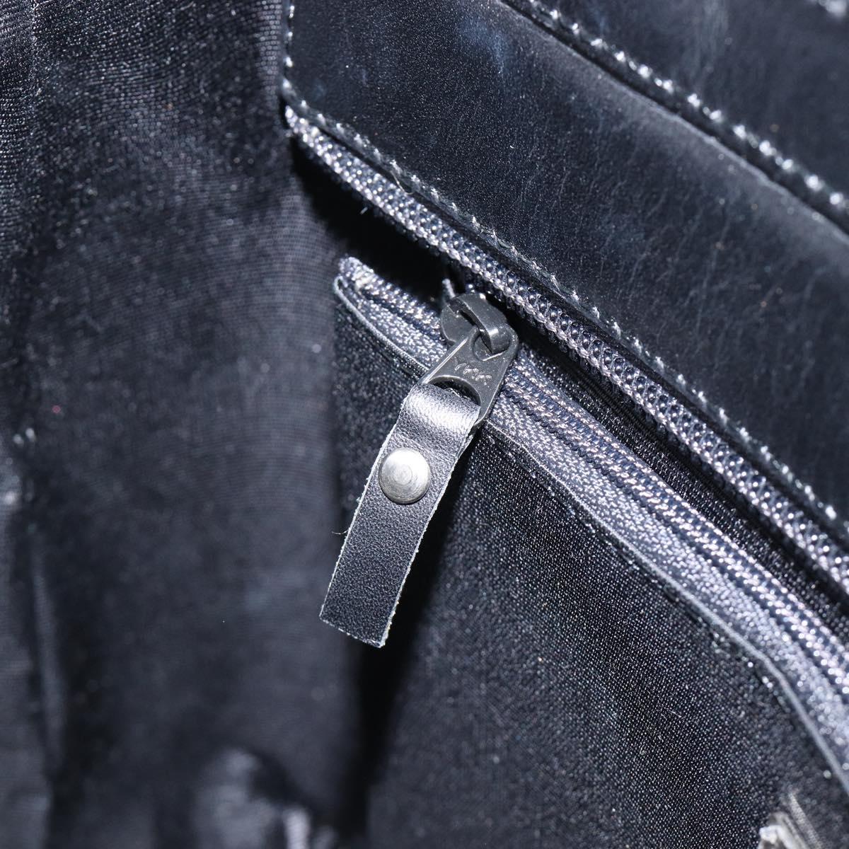 BURBERRY Nova Check Hand Bag Leather Black Silver Auth 200706V