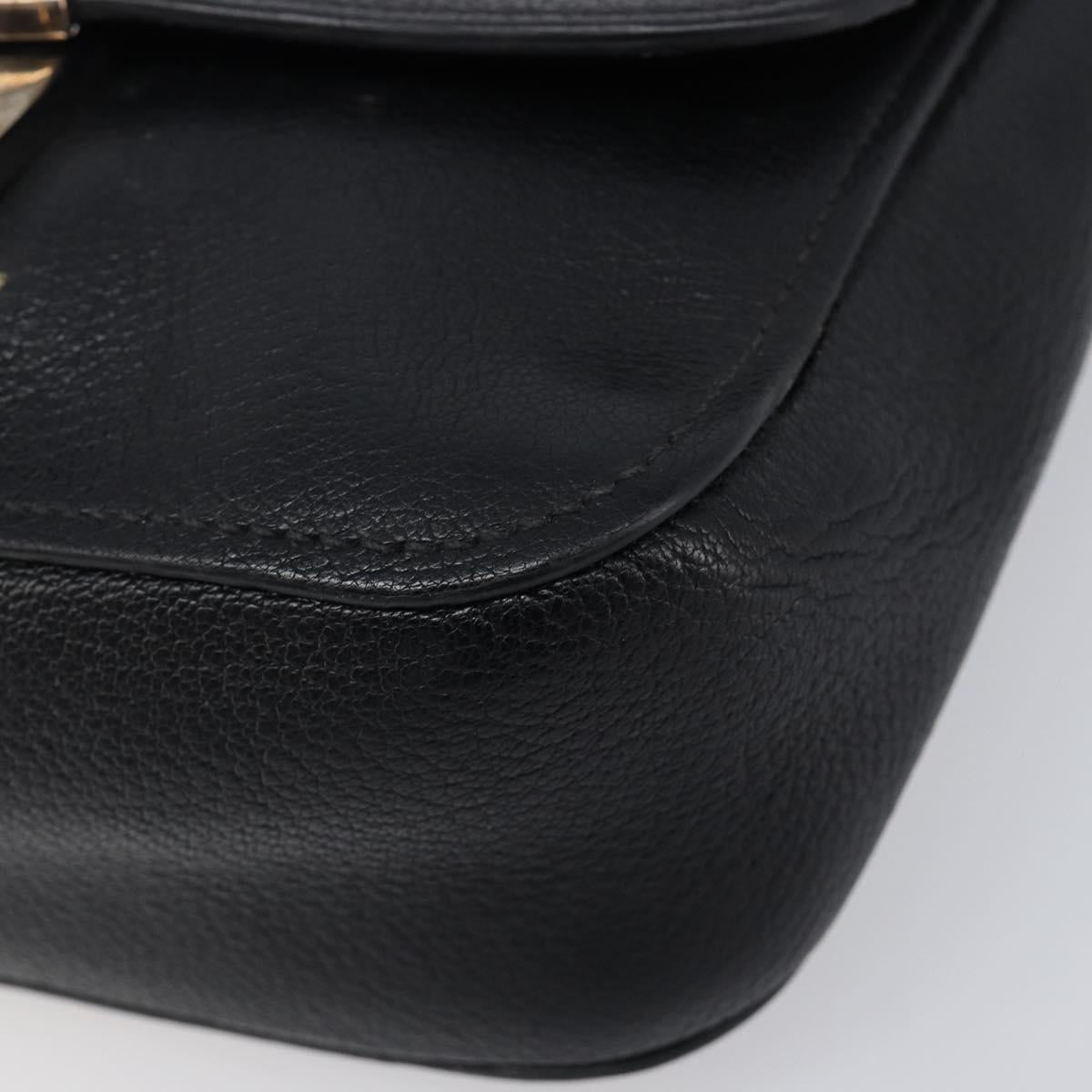 Miu Miu Shoulder Bag Leather Black Silver Auth 200710A