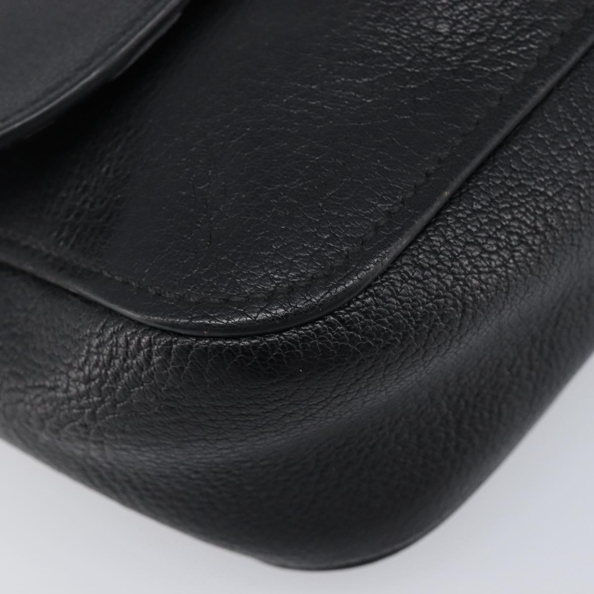 Miu Miu Shoulder Bag Leather Black Silver Auth 200710A