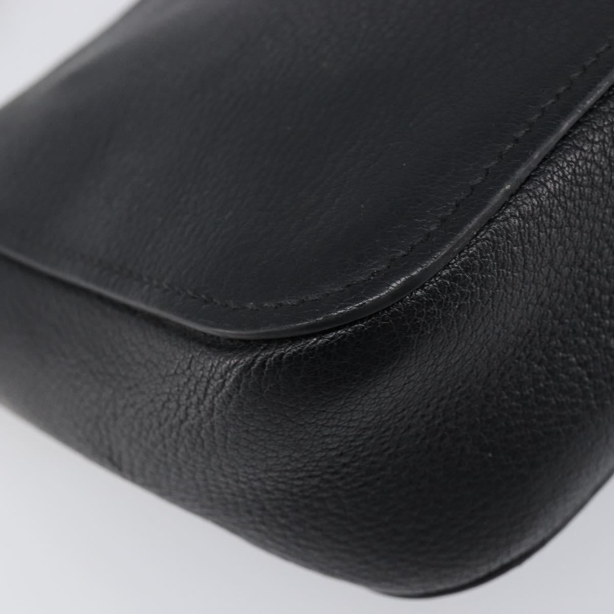 Miu Miu Shoulder Bag Leather Black Silver Auth 200710A