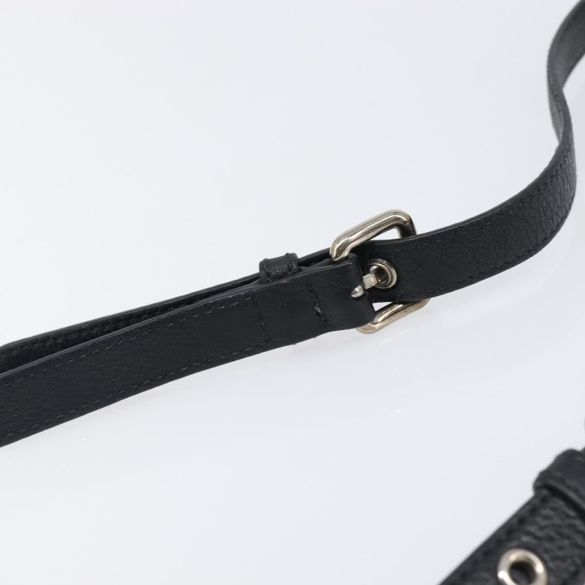 Miu Miu Shoulder Bag Leather Black Silver Auth 200710A