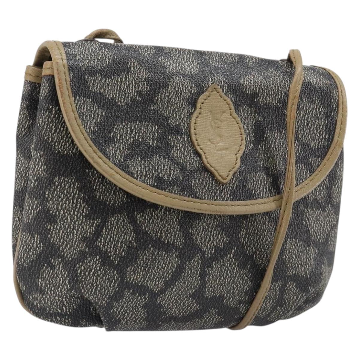 SAINT LAURENT Shoulder Bag PVC Canvas Gray Auth 200711