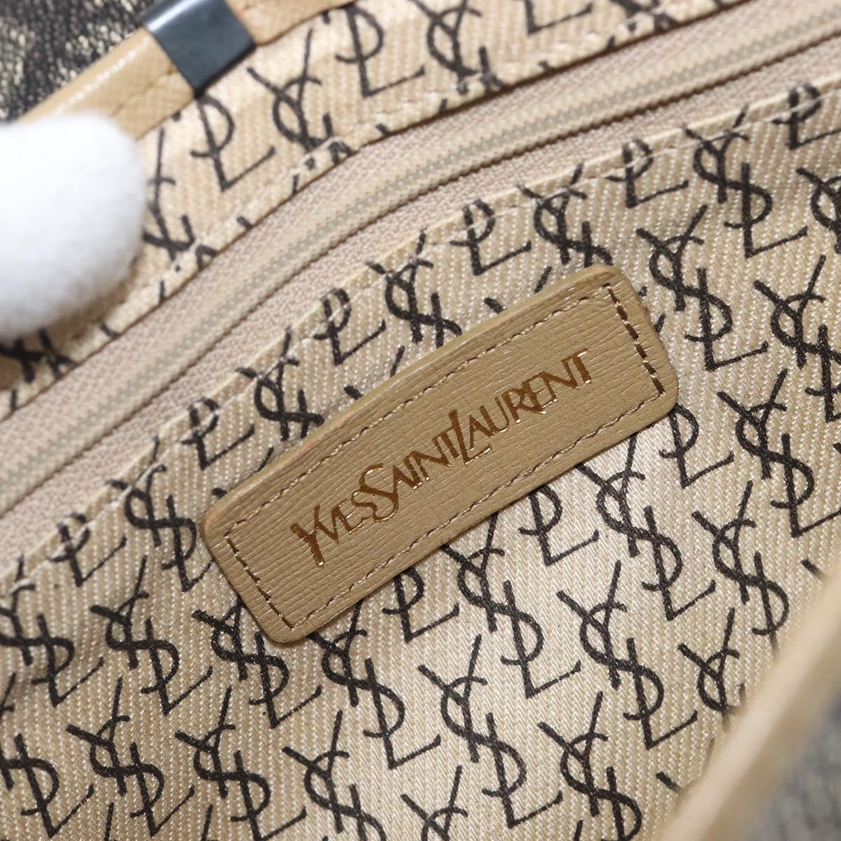 SAINT LAURENT Shoulder Bag PVC Canvas Gray Auth 200711