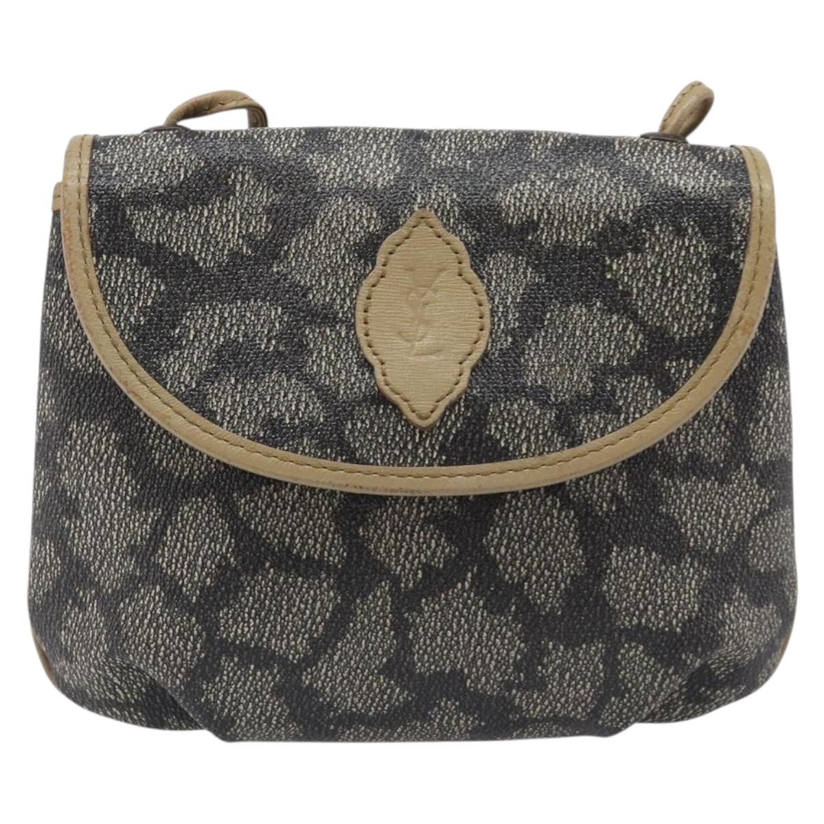 SAINT LAURENT Shoulder Bag PVC Canvas Gray Auth 200711