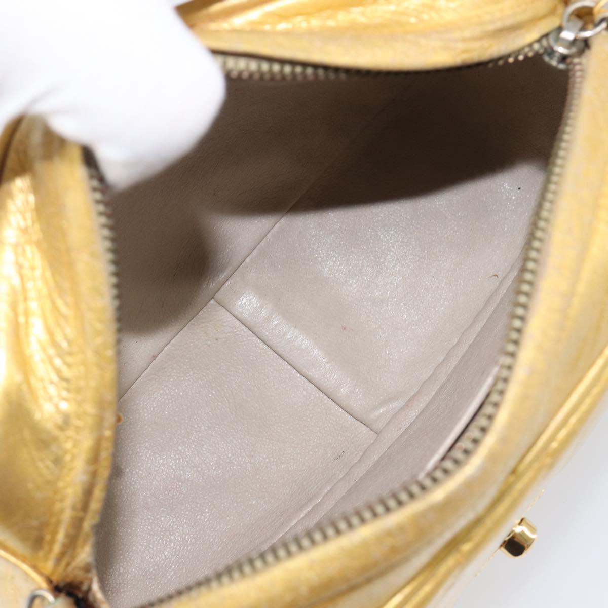 CHANEL Chain Shoulder Bag Leather Gold CC Auth 200713
