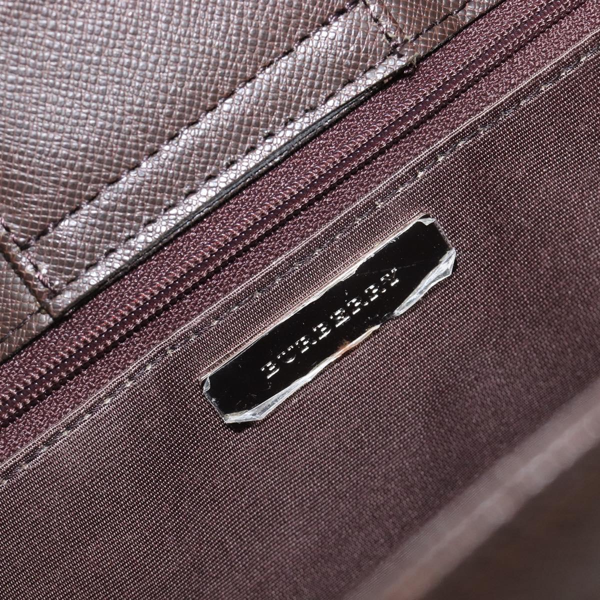BURBERRY Nova Check Hand Bag Canvas Beige Silver Auth 200714V