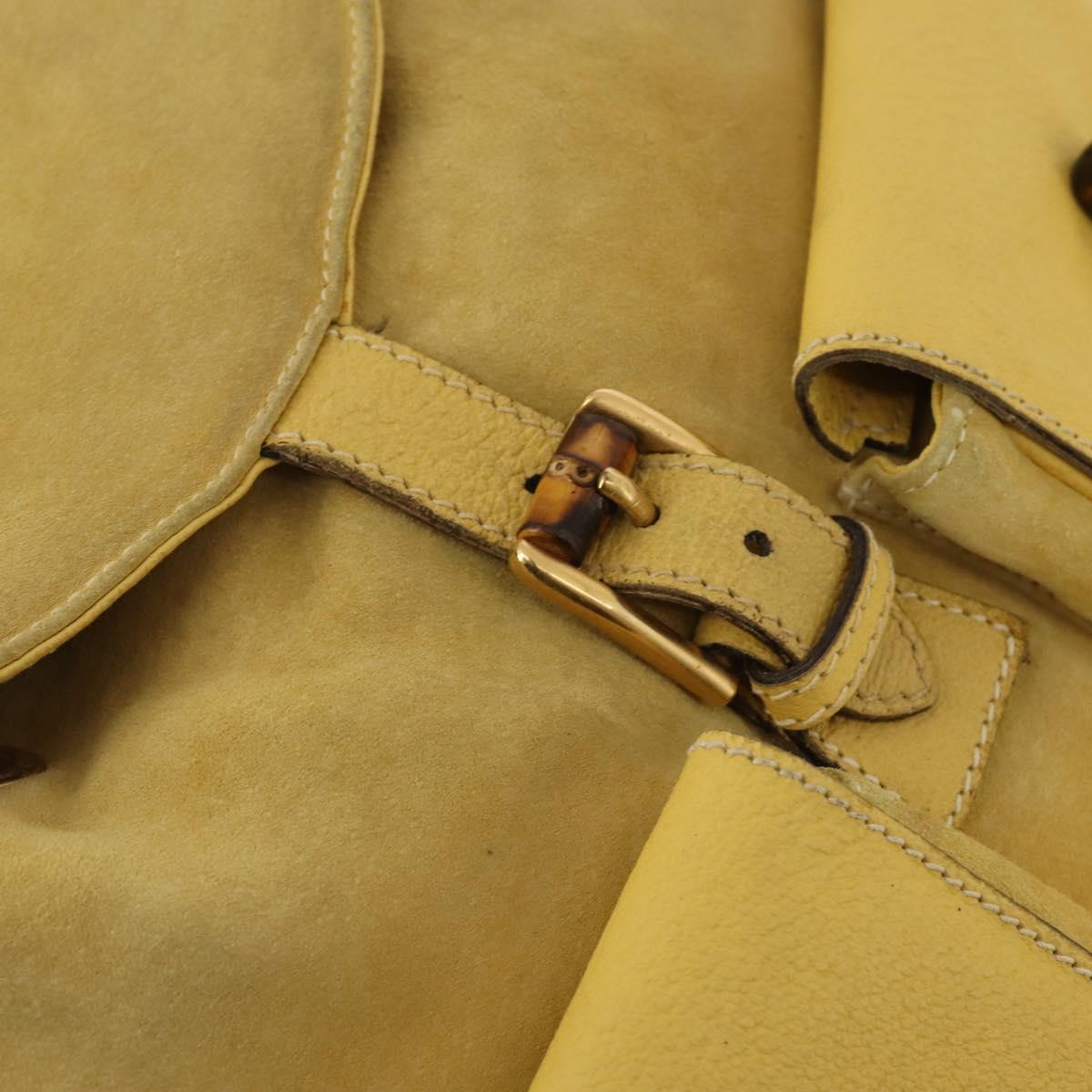 GUCCI Bamboo Backpack Suede Yellow Gold 003 58 0016 Auth 200716A