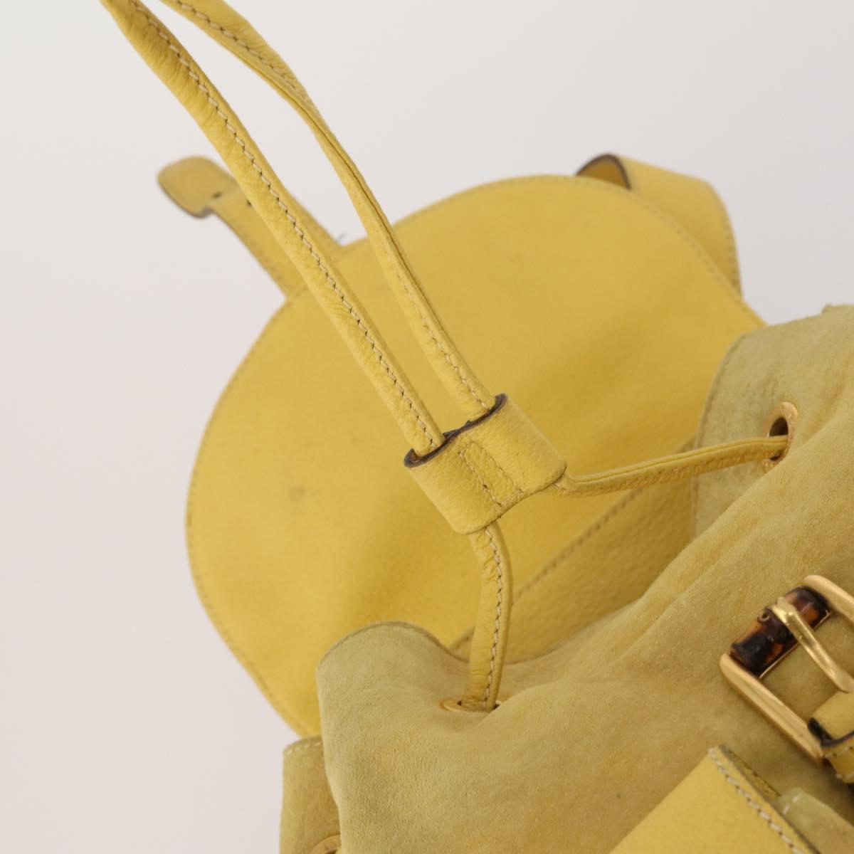 GUCCI Bamboo Backpack Suede Yellow Gold 003 58 0016 Auth 200716A