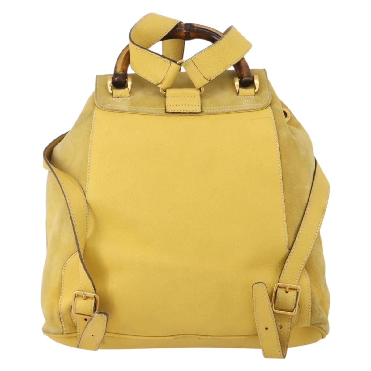 GUCCI Bamboo Backpack Suede Yellow Gold 003 58 0016 Auth 200716A
