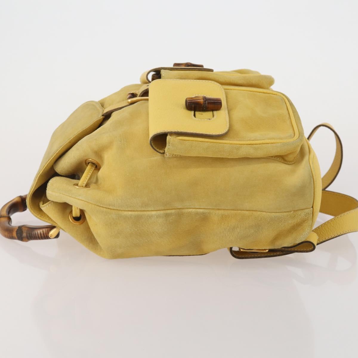 GUCCI Bamboo Backpack Suede Yellow Gold 003 58 0016 Auth 200716A