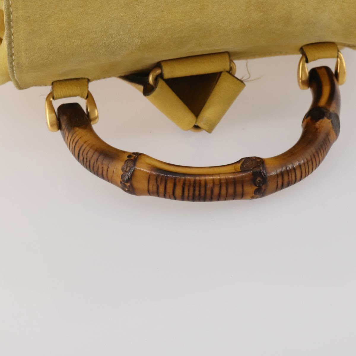 GUCCI Bamboo Backpack Suede Yellow Gold 003 58 0016 Auth 200716A