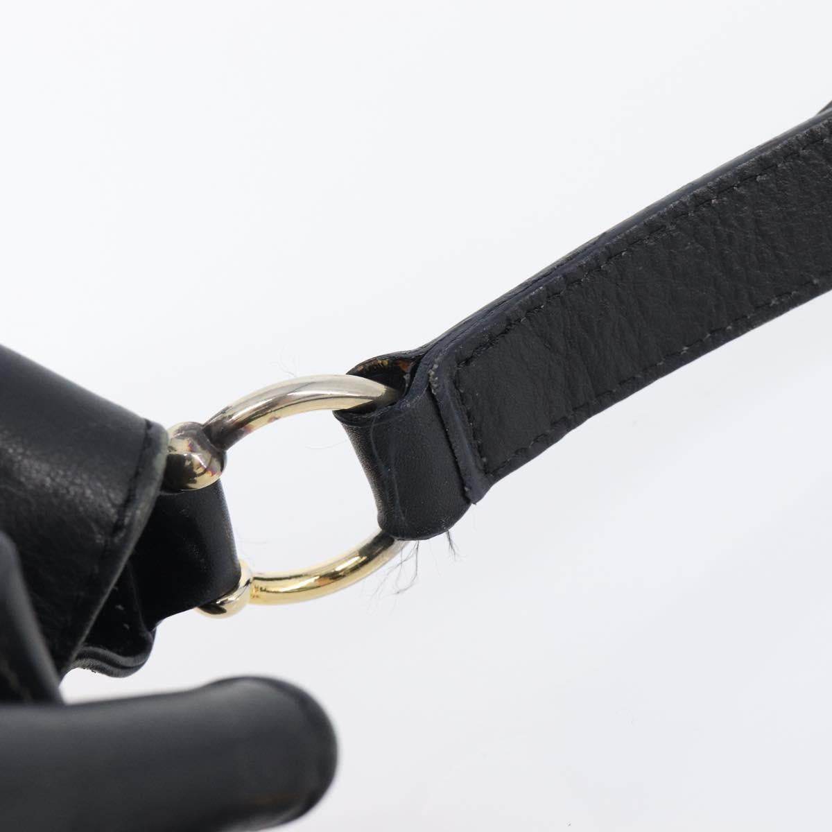 CELINE Purse Shoulder Bag Leather Black Gold Auth 200718A