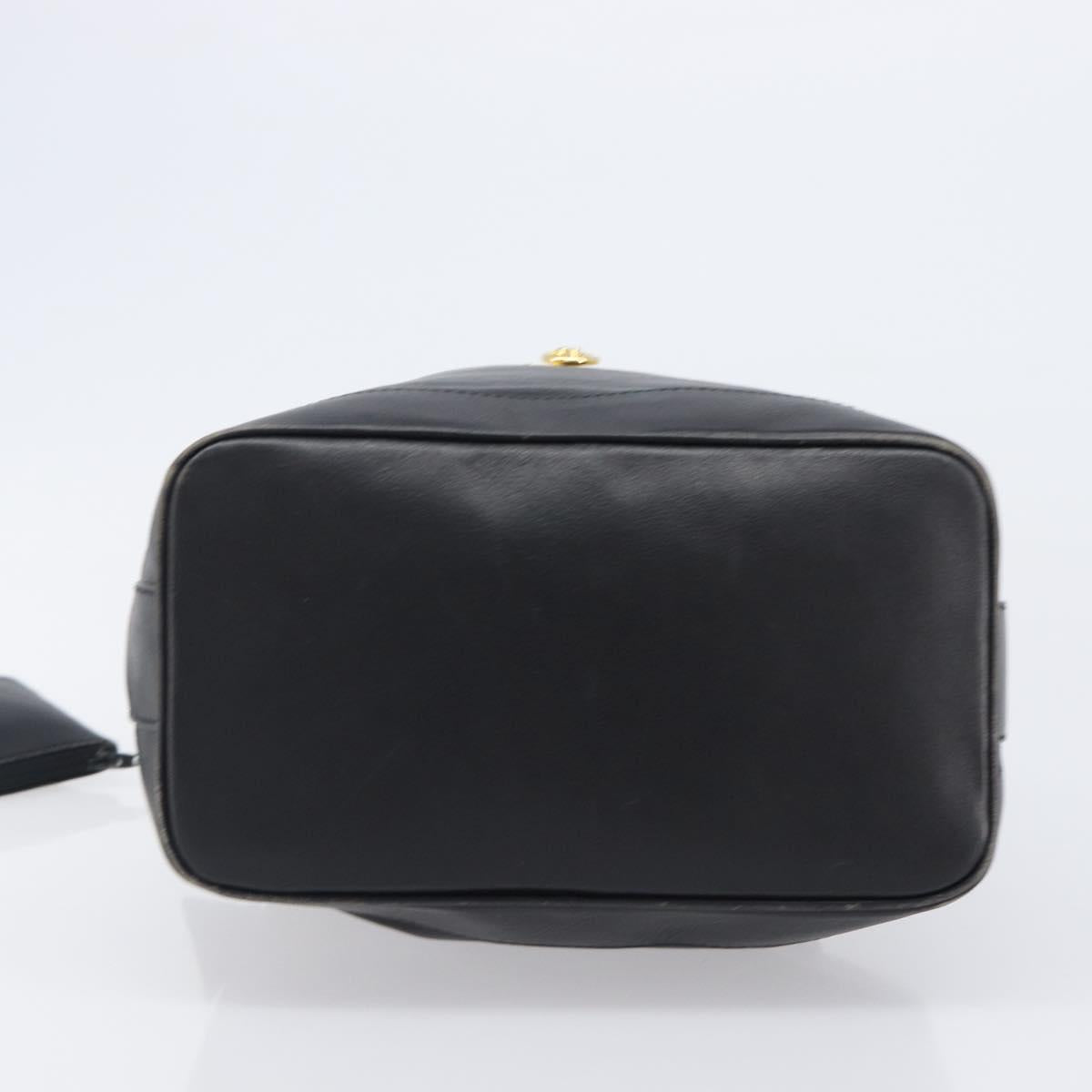 CELINE Purse Shoulder Bag Leather Black Gold Auth 200718A