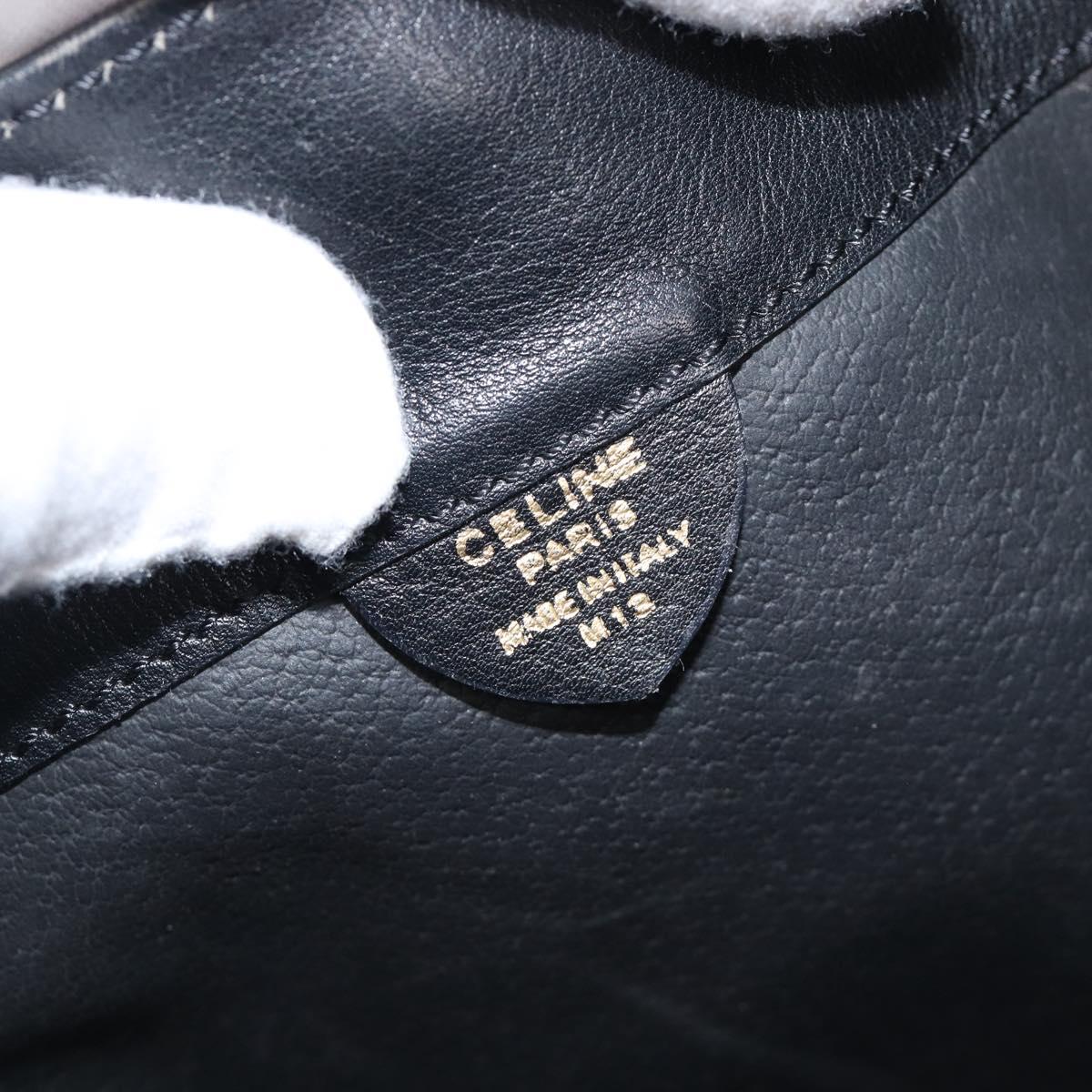 CELINE Purse Shoulder Bag Leather Black Gold Auth 200718A