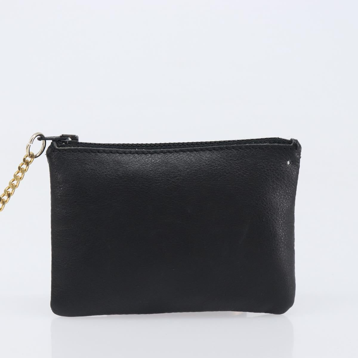 CELINE Purse Shoulder Bag Leather Black Gold Auth 200718A
