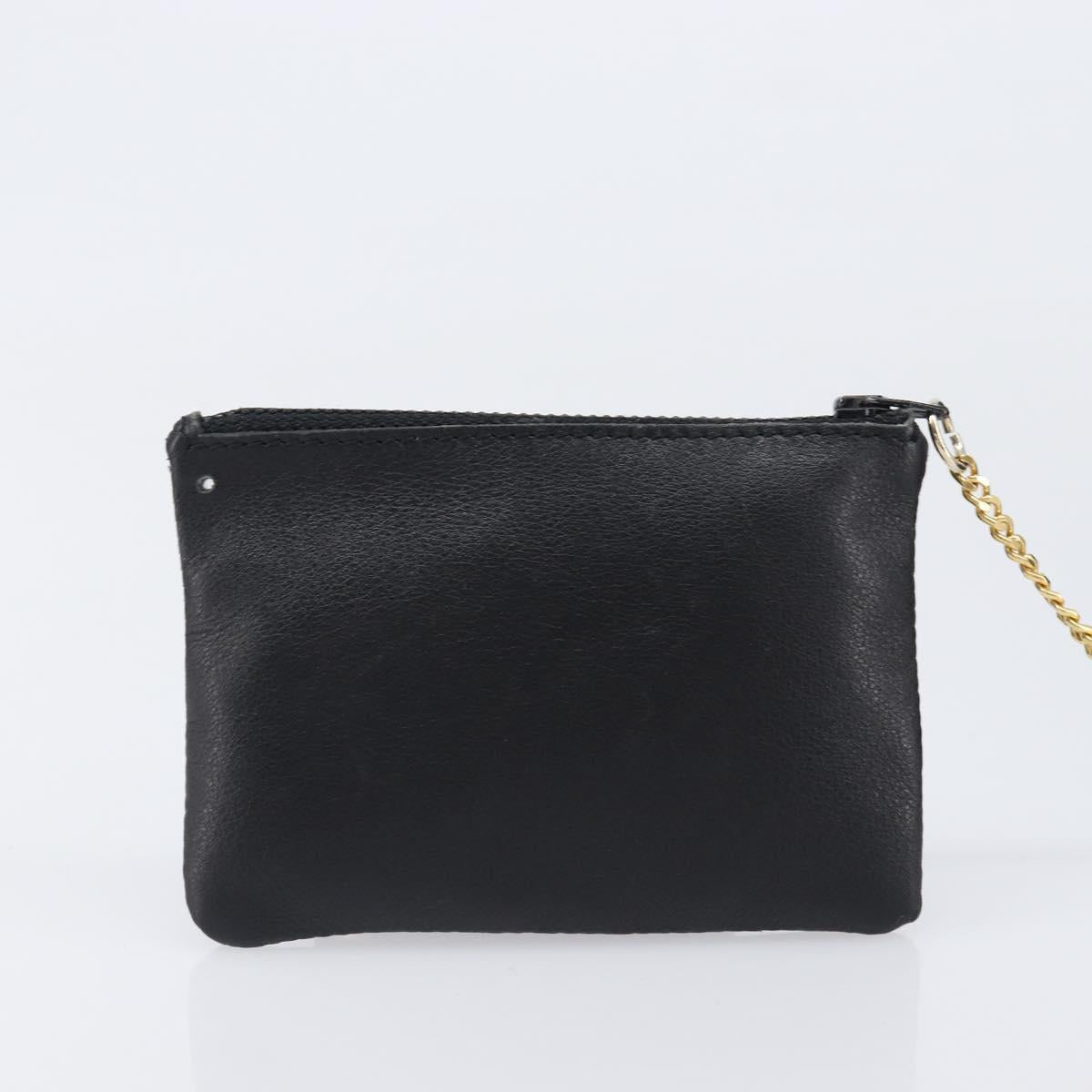 CELINE Purse Shoulder Bag Leather Black Gold Auth 200718A