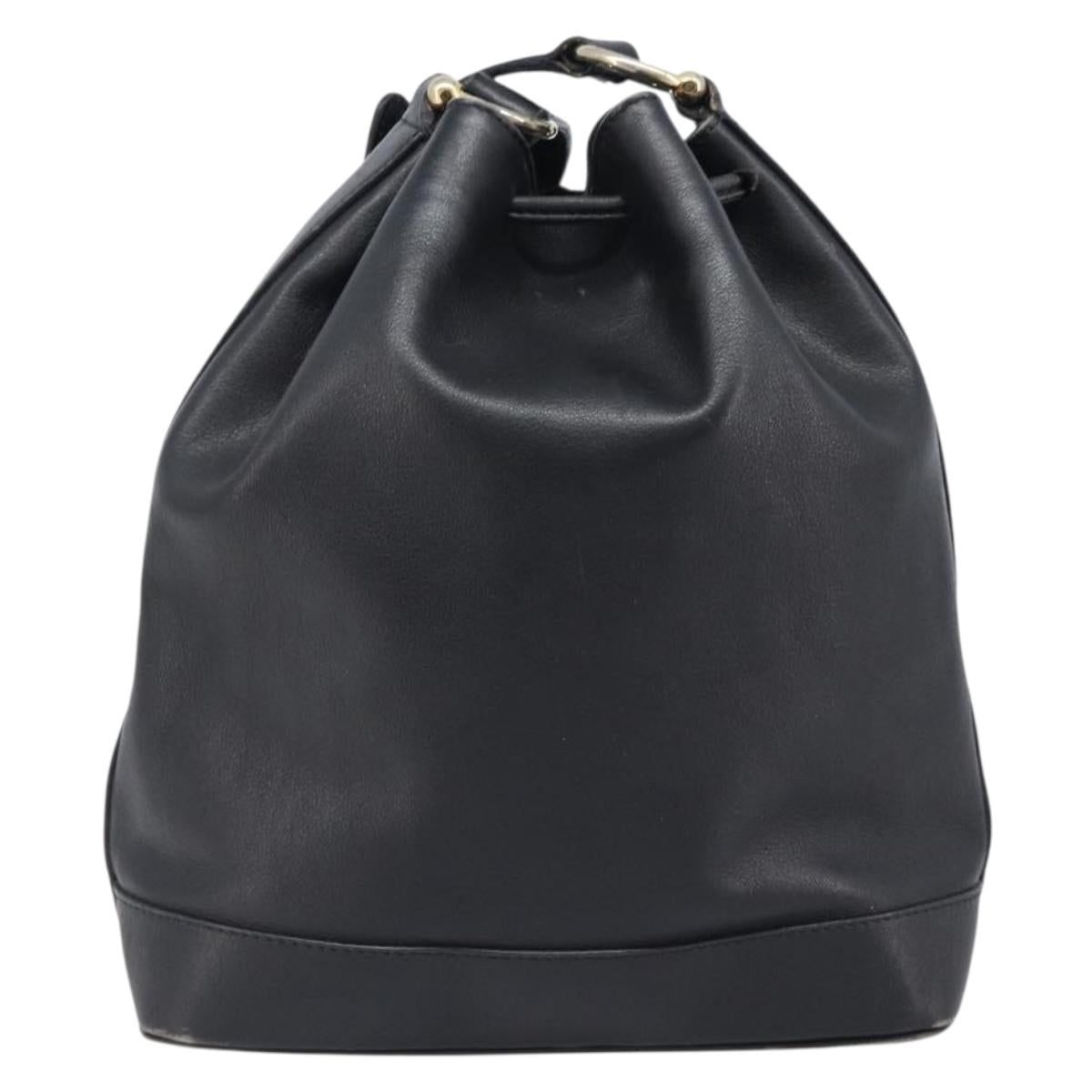CELINE Purse Shoulder Bag Leather Black Gold Auth 200718A