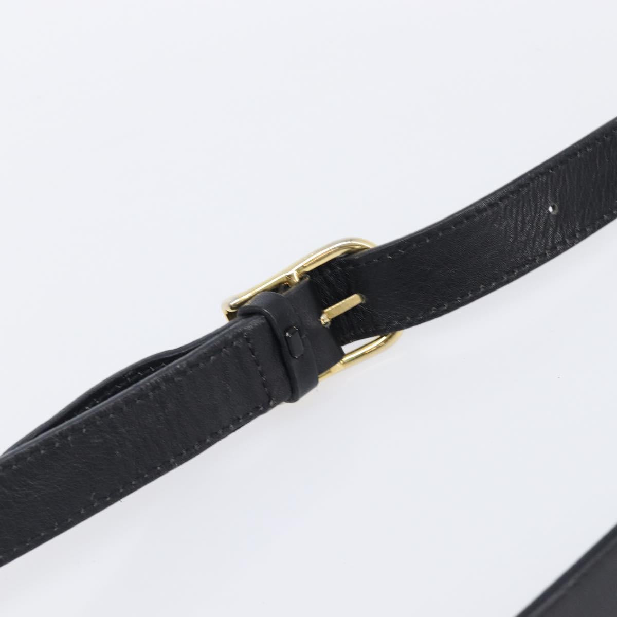 CELINE Purse Shoulder Bag Leather Black Gold Auth 200718A