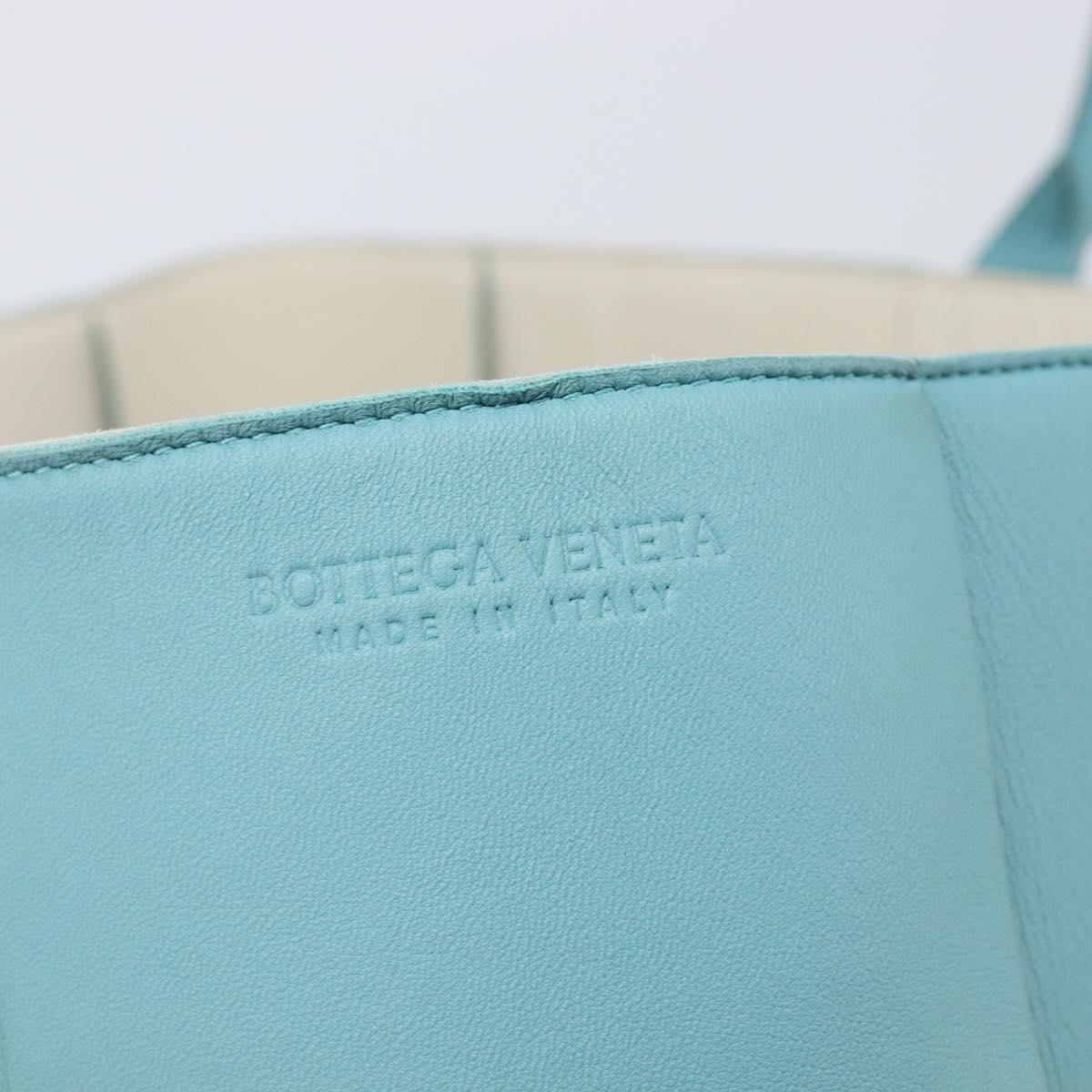 BOTTEGA VENETA MAXI INTRECCIATO Tote Bag Leather Turquoise Blue Auth 200719M