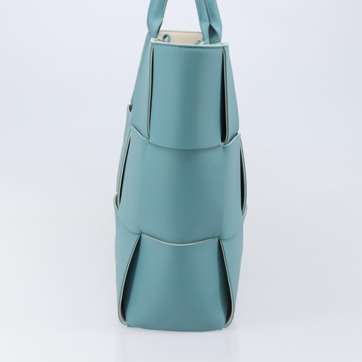 BOTTEGA VENETA MAXI INTRECCIATO Tote Bag Leather Turquoise Blue Auth 200719M