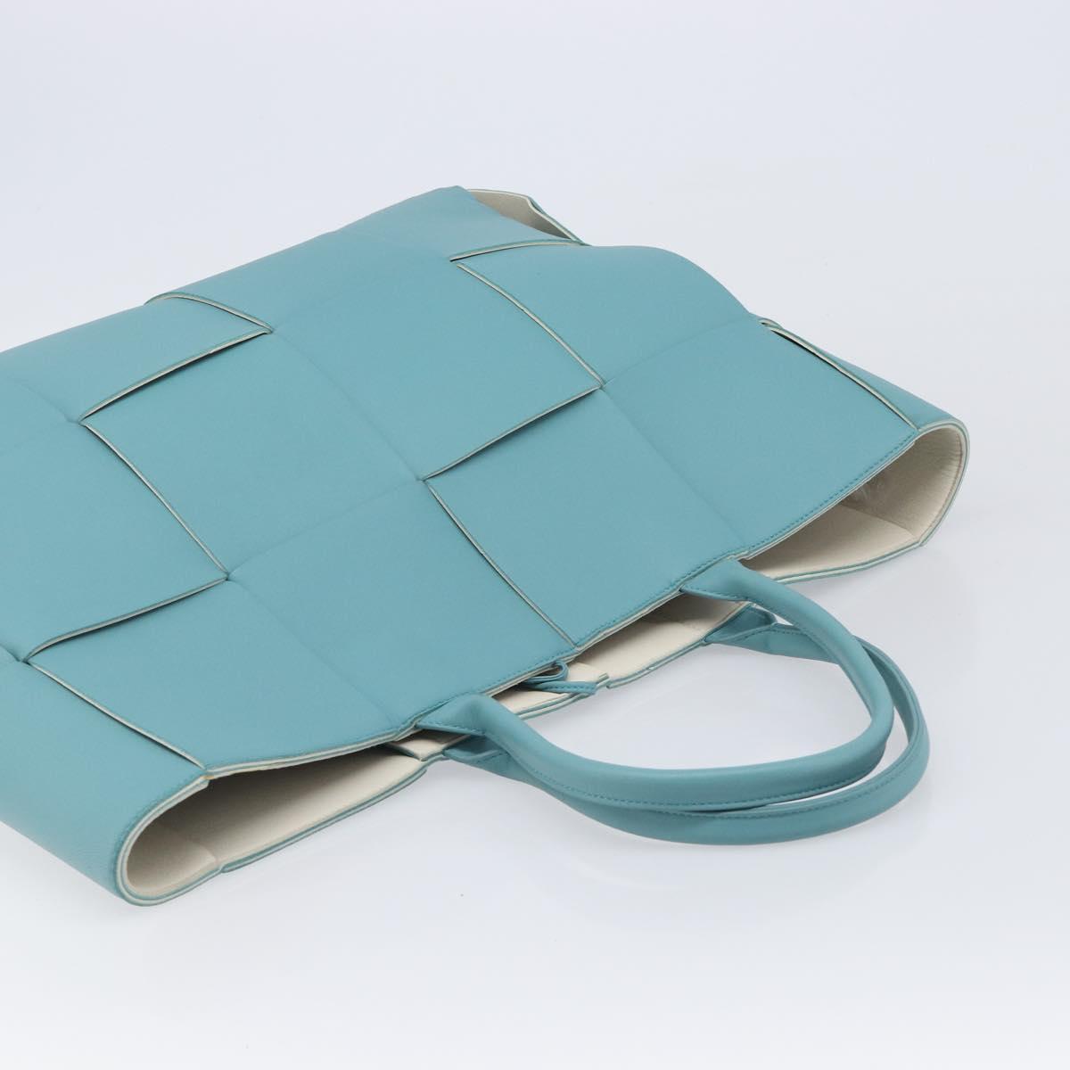 BOTTEGA VENETA MAXI INTRECCIATO Tote Bag Leather Turquoise Blue Auth 200719M