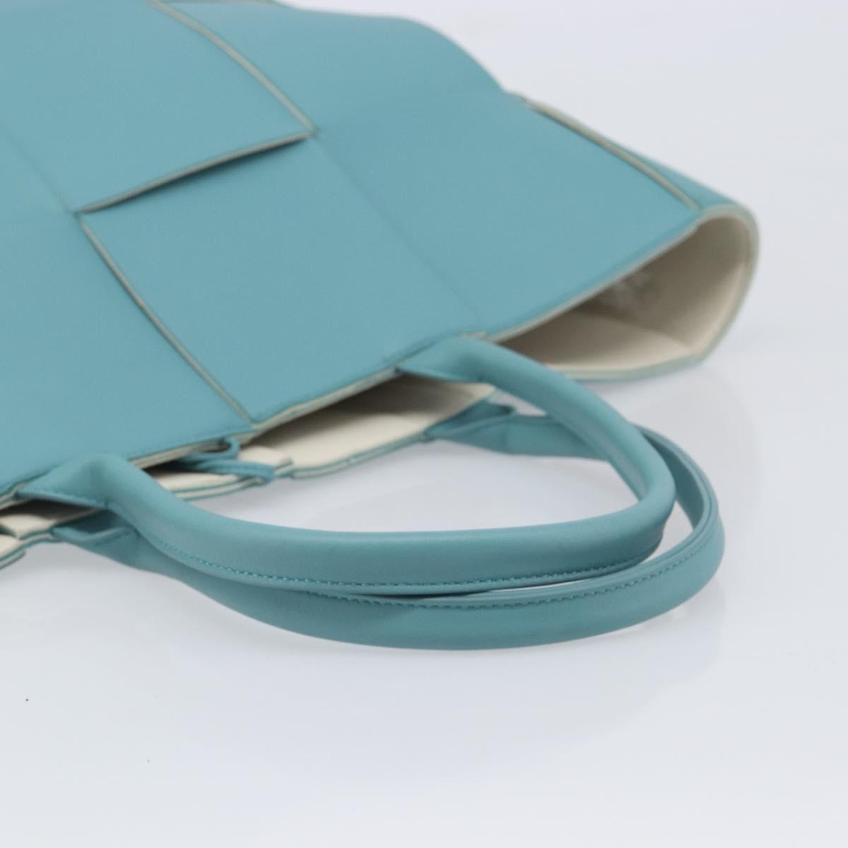 BOTTEGA VENETA MAXI INTRECCIATO Tote Bag Leather Turquoise Blue Auth 200719M