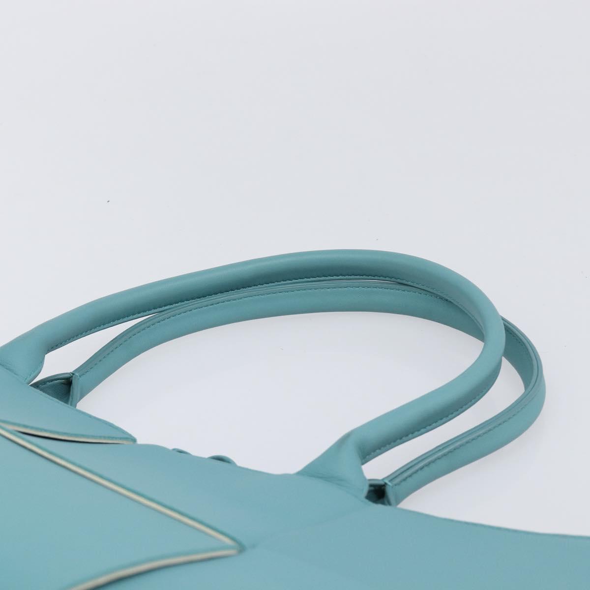 BOTTEGA VENETA MAXI INTRECCIATO Tote Bag Leather Turquoise Blue Auth 200719M