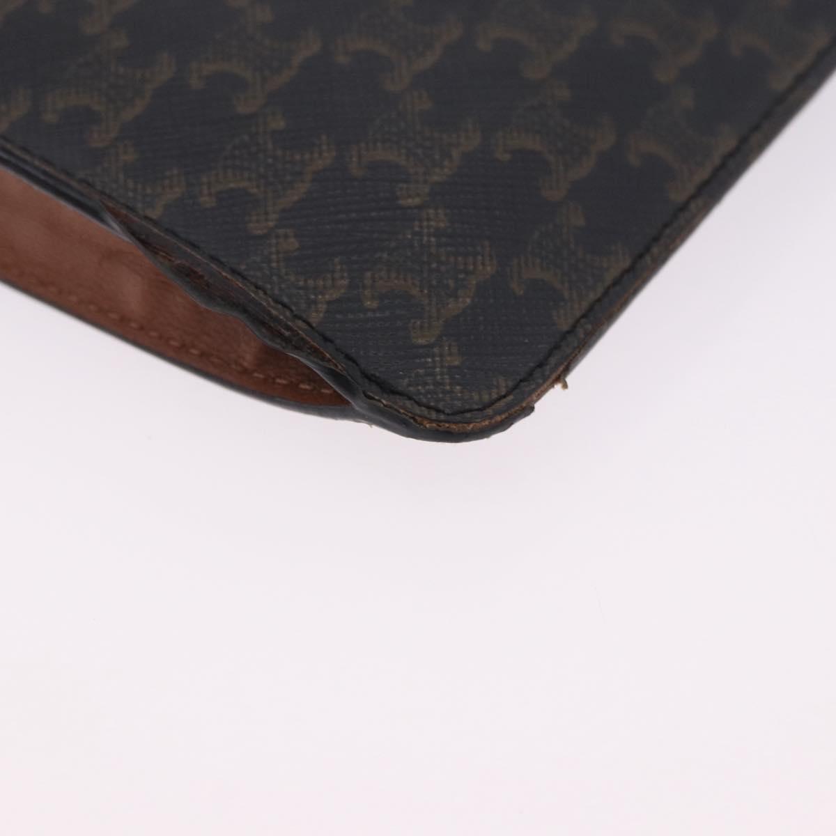 CELINE Triomphe Macadam Canvas Phone Pouch PVC Black Auth 200721