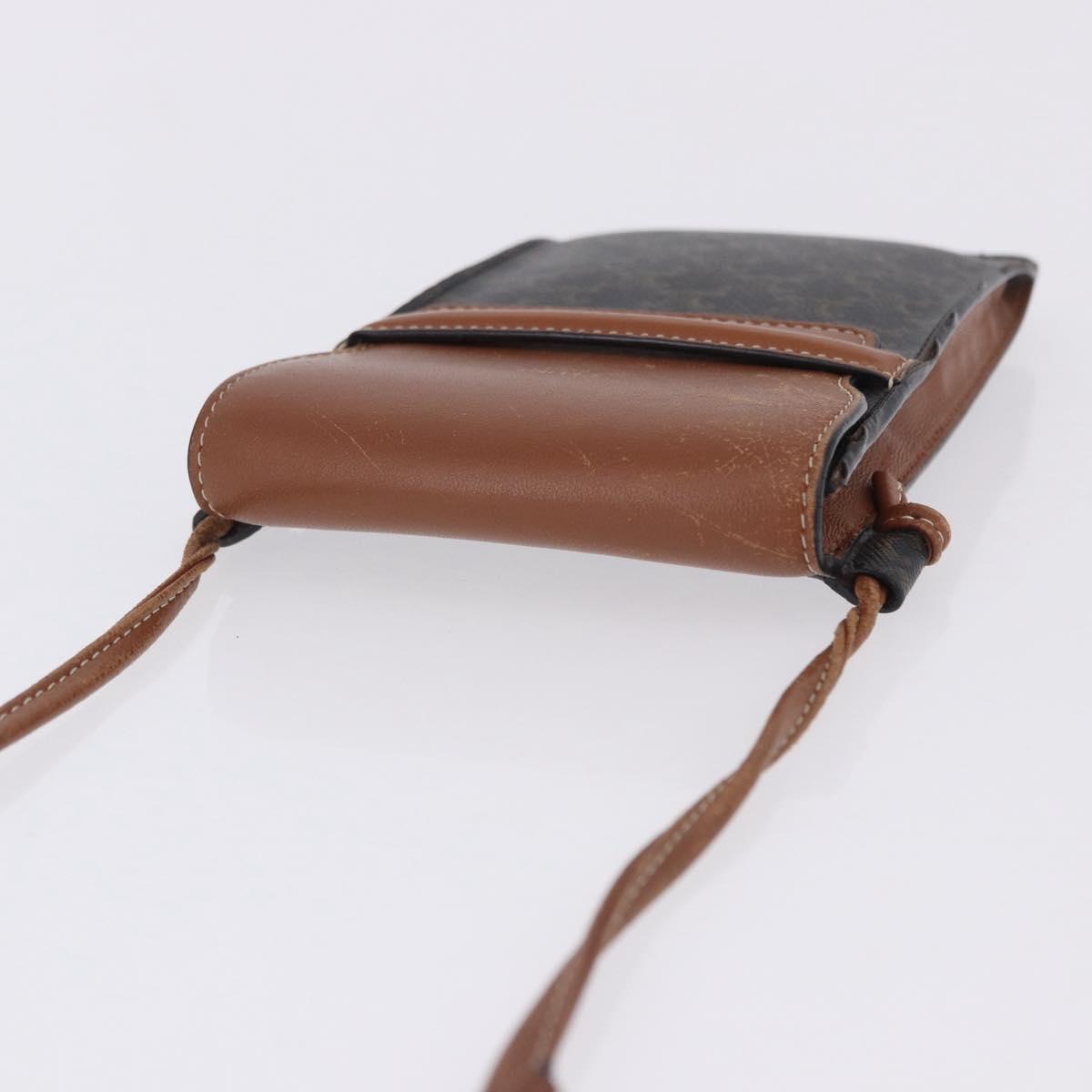 CELINE Triomphe Macadam Canvas Phone Pouch PVC Black Auth 200721