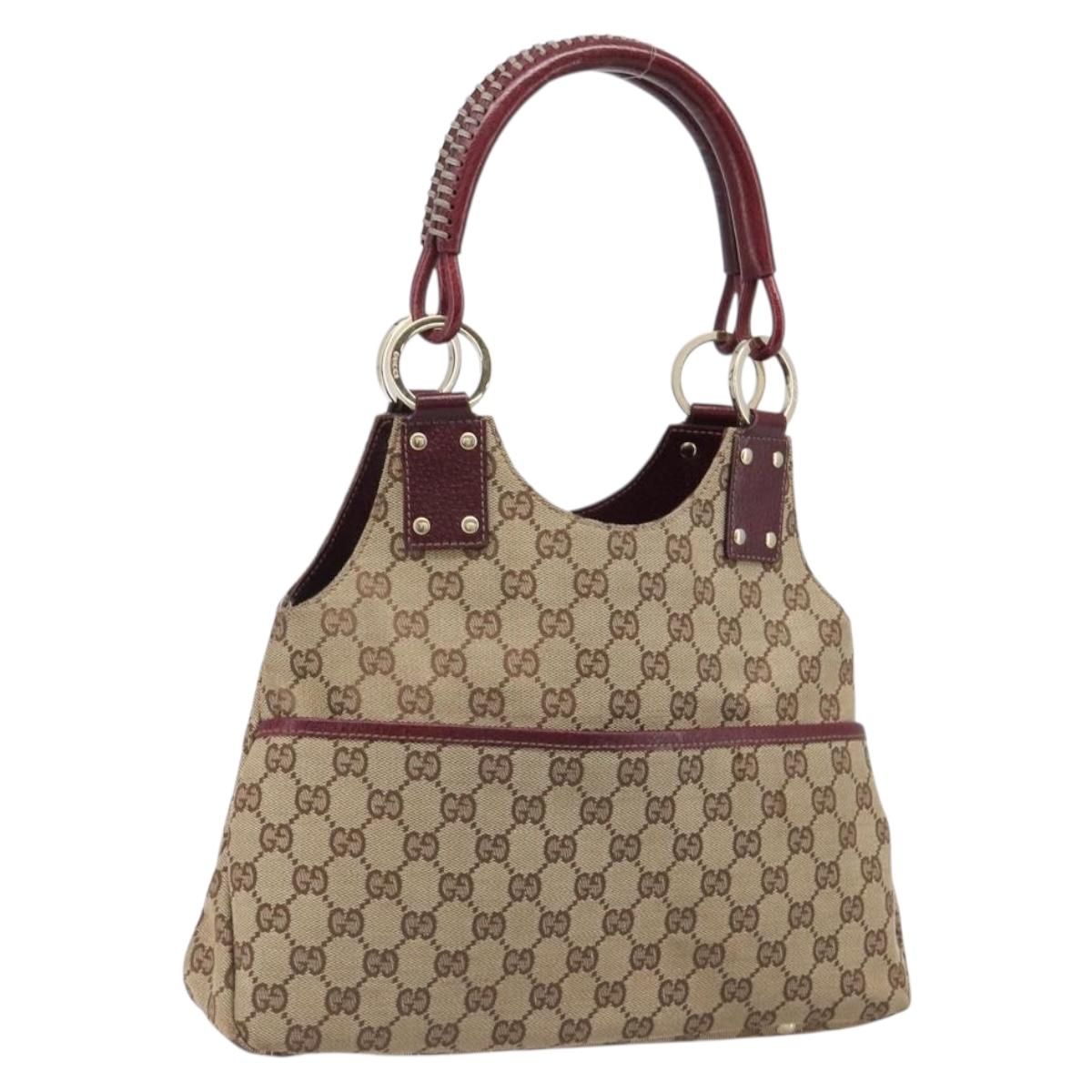 GUCCI GG Canvas Hand Bag Beige Gold 131329 Auth 200723A