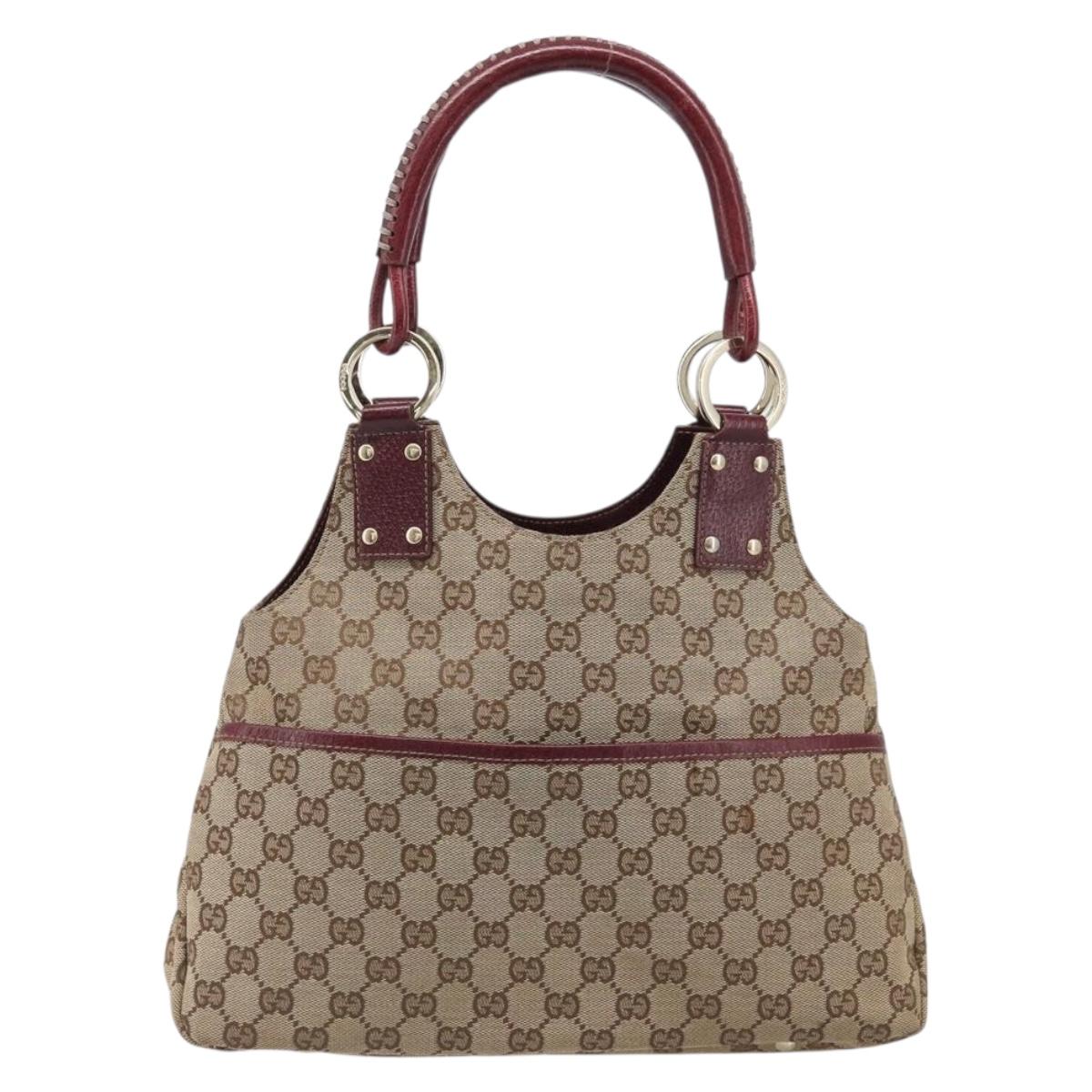 GUCCI GG Canvas Hand Bag Beige Gold 131329 Auth 200723A
