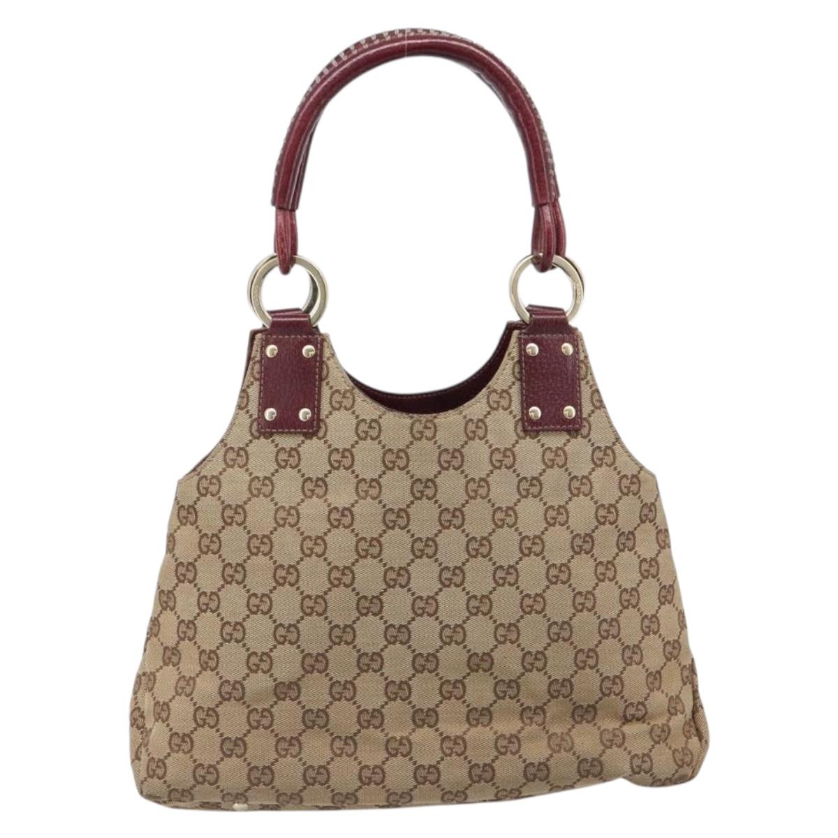 GUCCI GG Canvas Hand Bag Beige Gold 131329 Auth 200723A