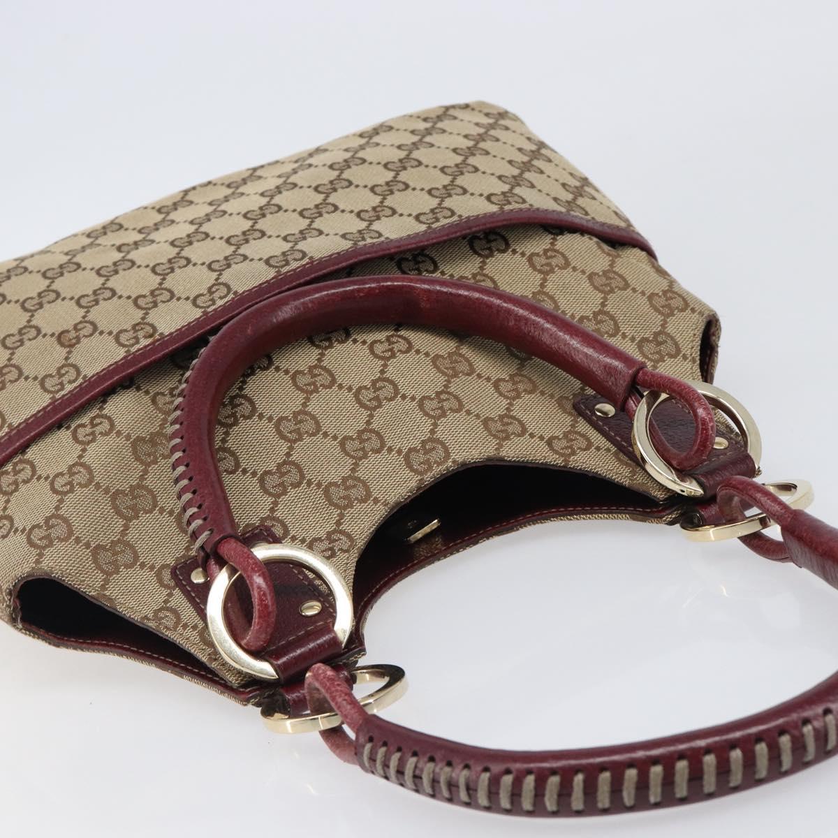 GUCCI GG Canvas Hand Bag Beige Gold 131329 Auth 200723A