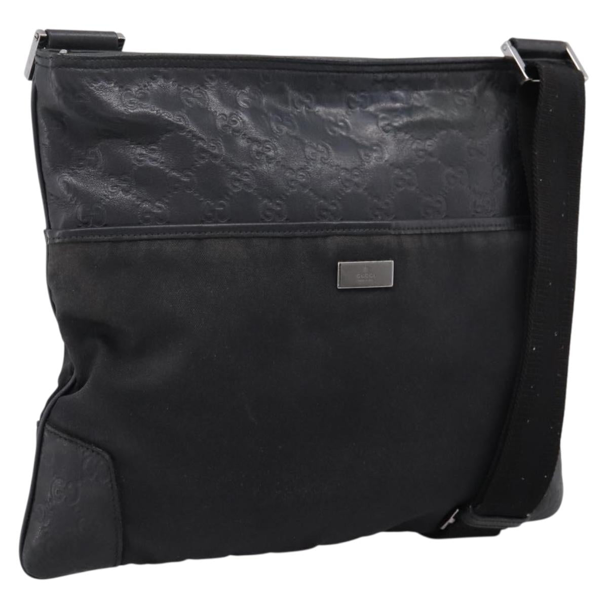 GUCCI GG Canvas Guccissima Shoulder Bag Canvas Black Silver 161822 Auth 200724