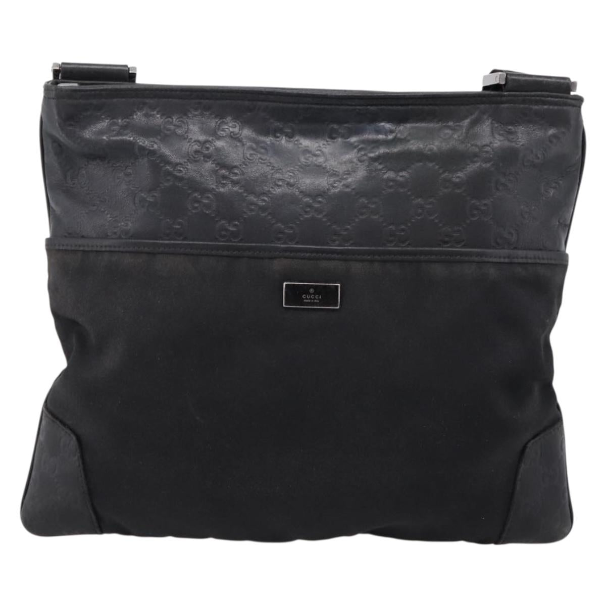 GUCCI GG Canvas Guccissima Shoulder Bag Canvas Black Silver 161822 Auth 200724