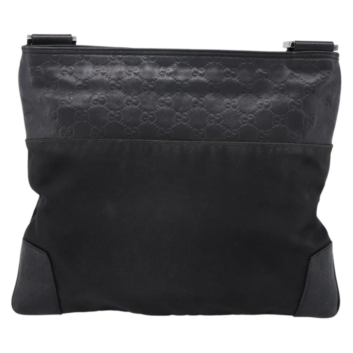 GUCCI GG Canvas Guccissima Shoulder Bag Canvas Black Silver 161822 Auth 200724
