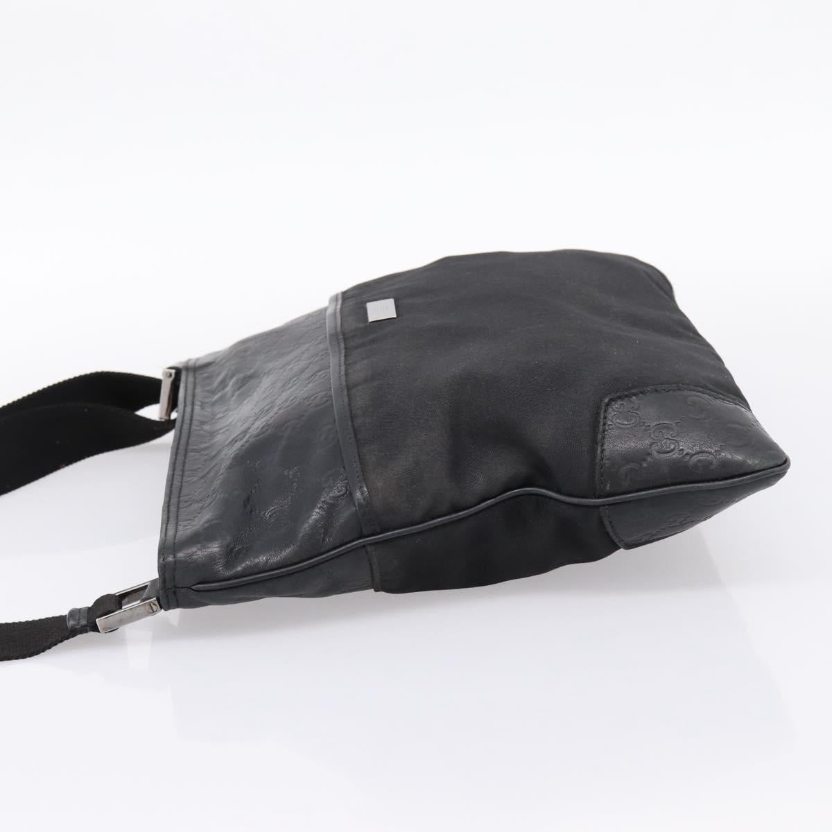 GUCCI GG Canvas Guccissima Shoulder Bag Canvas Black Silver 161822 Auth 200724