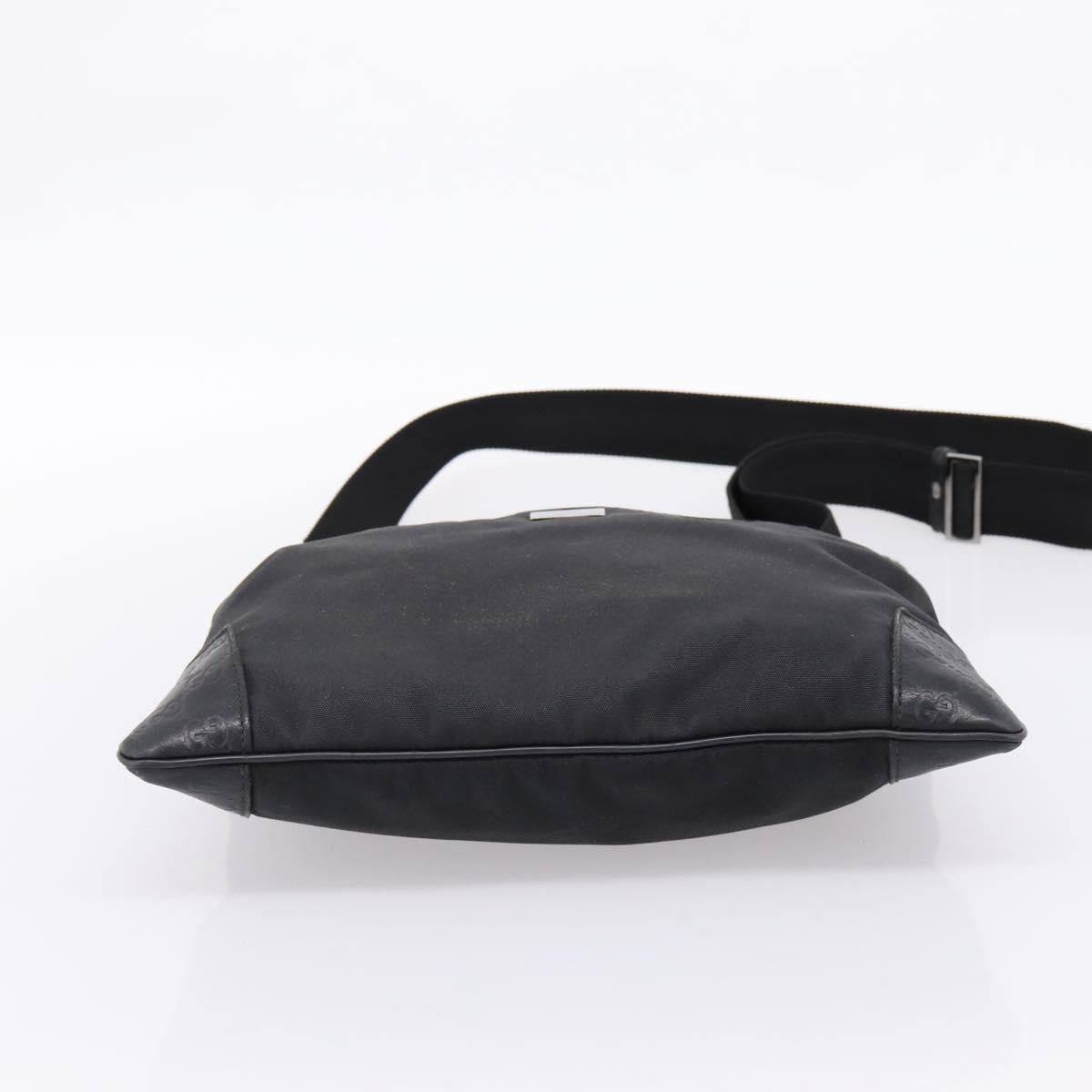 GUCCI GG Canvas Guccissima Shoulder Bag Canvas Black Silver 161822 Auth 200724