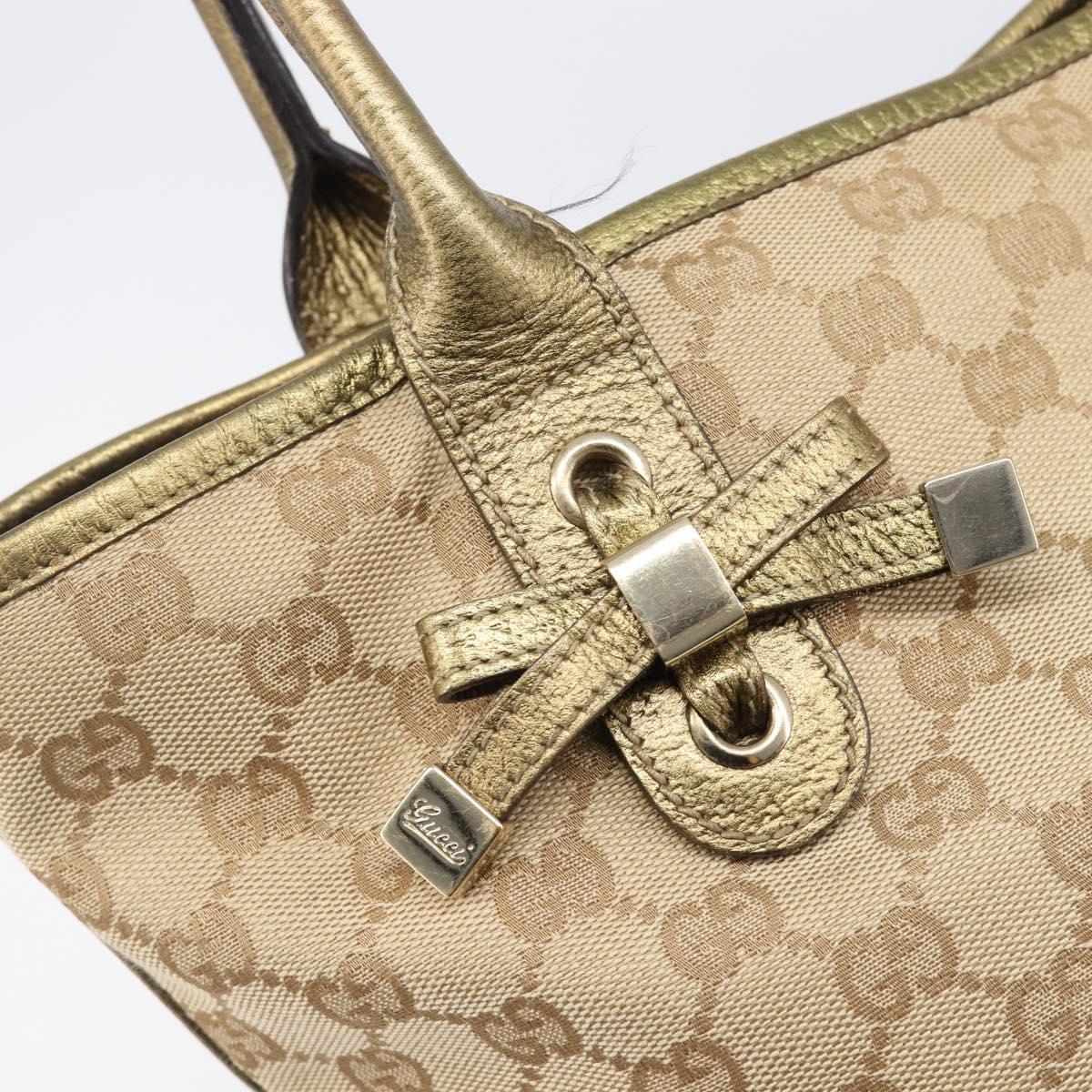 GUCCI GG Canvas Pretty Tote Bag Beige Gold 181779 Auth 200725A