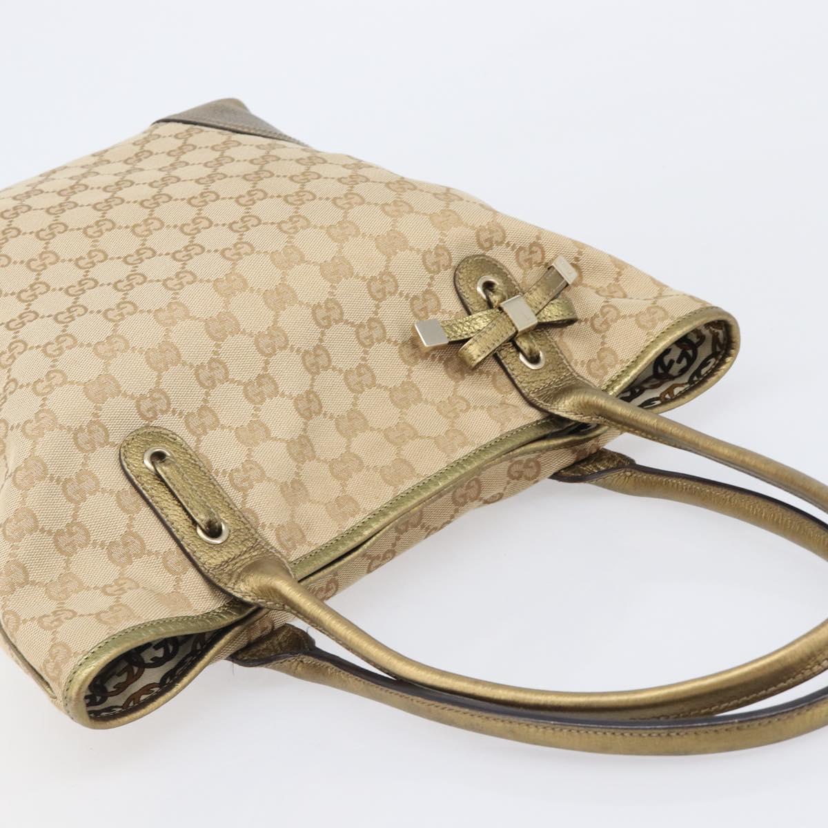 GUCCI GG Canvas Pretty Tote Bag Beige Gold 181779 Auth 200725A