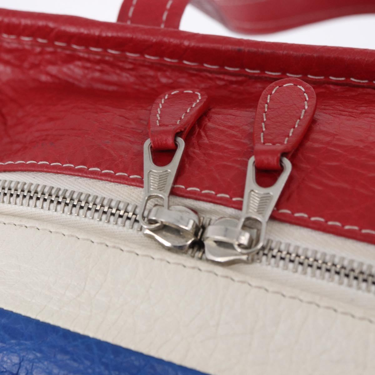 BALENCIAGA Bazaar Shopper Hand Bag Leather 2way Red Silver 443096 Auth 200727A