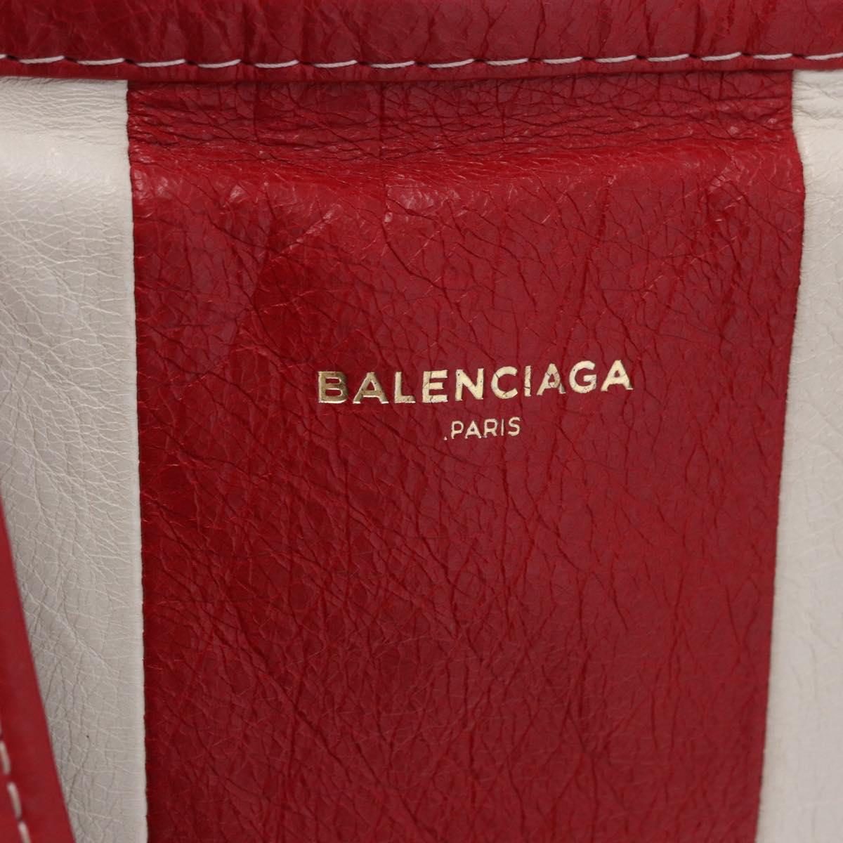 BALENCIAGA Bazaar Shopper Hand Bag Leather 2way Red Silver 443096 Auth 200727A