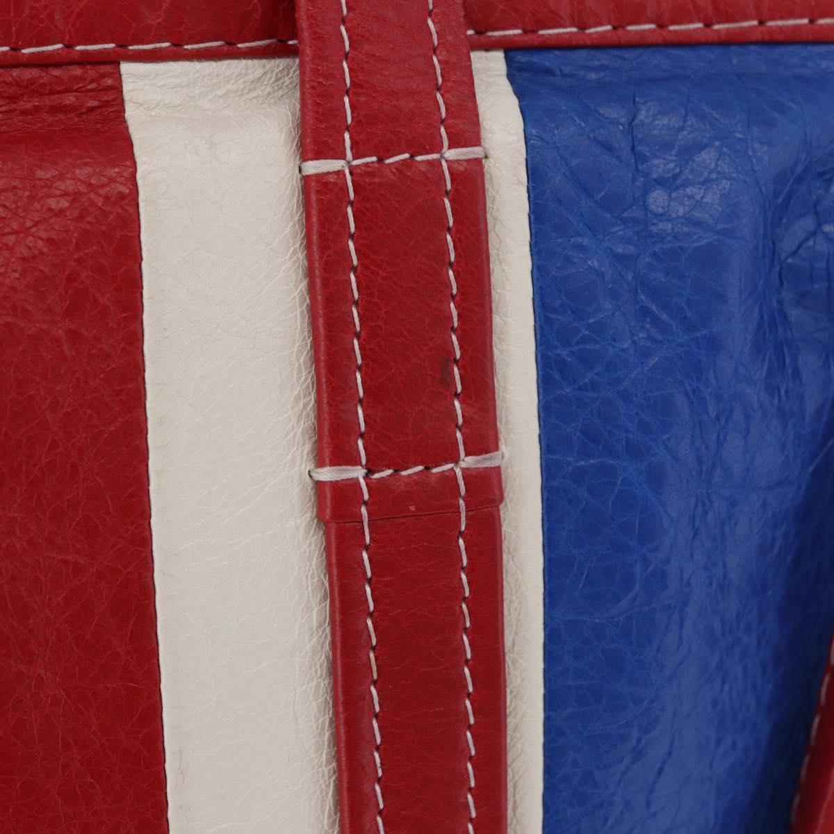 BALENCIAGA Bazaar Shopper Hand Bag Leather 2way Red Silver 443096 Auth 200727A