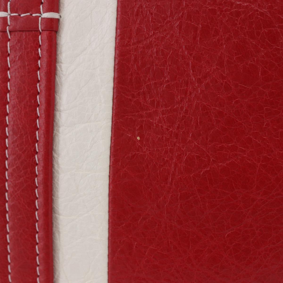 BALENCIAGA Bazaar Shopper Hand Bag Leather 2way Red Silver 443096 Auth 200727A