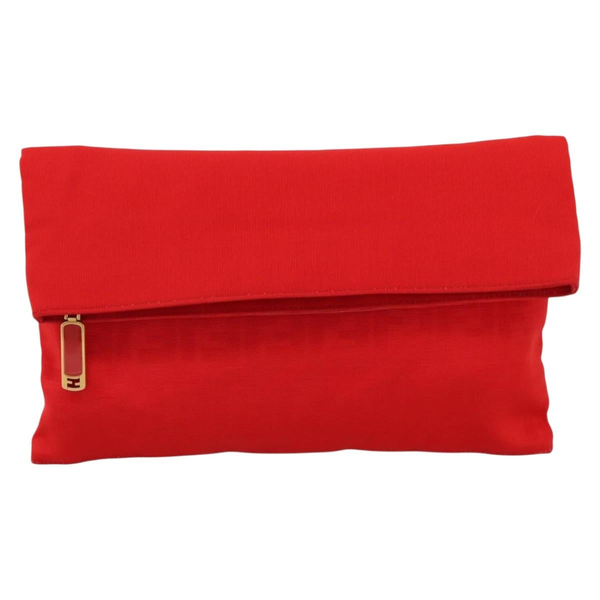 FENDI Zucca Canvas Clutch Bag Red Gold Auth 200728A